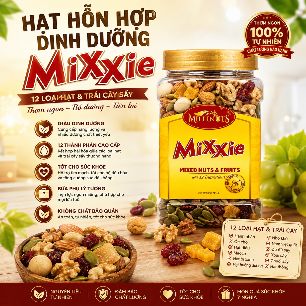 Hạt Hỗn Hợp Dinh Dưỡng Healthy Organic Mixxie Millinuts - 450g