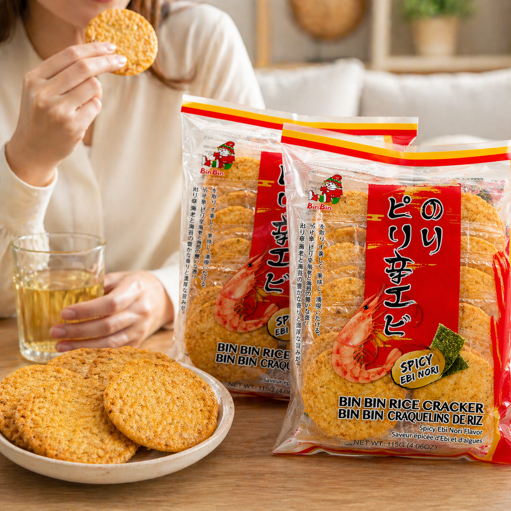 Bánh Gạo Bin Bin Tôm Vị Rong Biển Cay - 115G