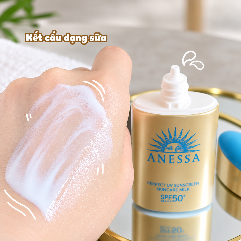 Kem Chống Nắng Dạng Sữa Anessa Perfect UV Sunscreen Skincare Kiềm Dầu SPF50+ - 60ml