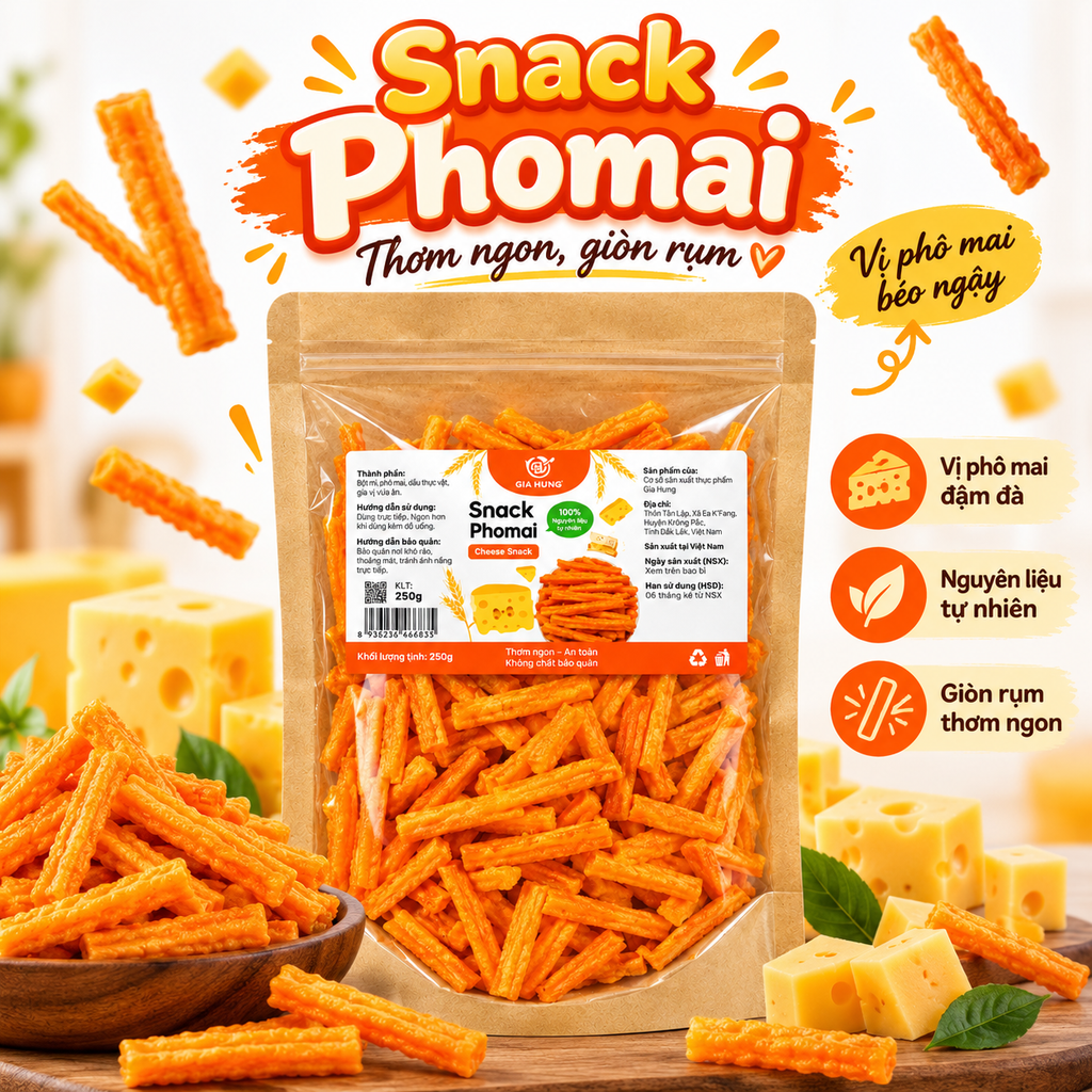 Khoai Tây Ống Phô Mai Gia Hưng - 400g