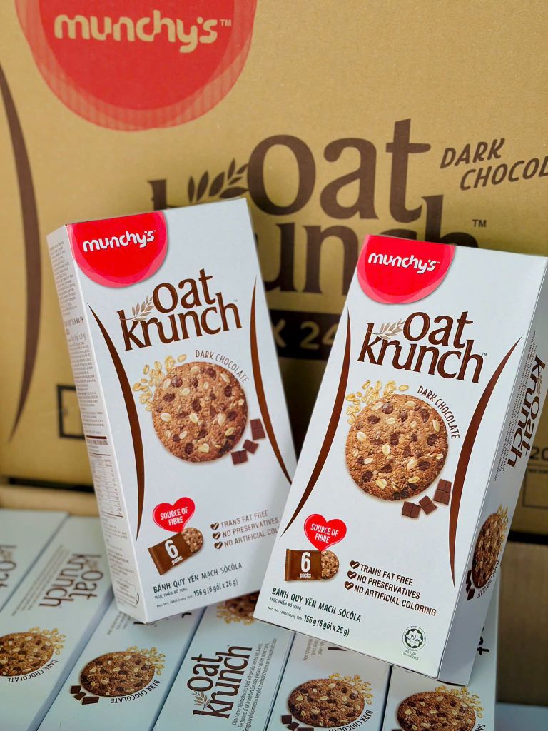 Bánh Yến Mạch Munchy's Oat Krunch Dark Chocolate - Hộp 156g