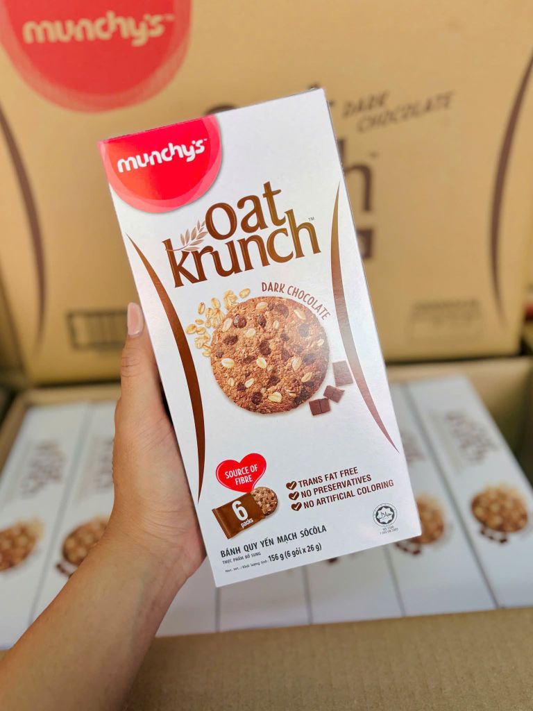 Bánh Yến Mạch Munchy's Oat Krunch Dark Chocolate - Hộp 156g