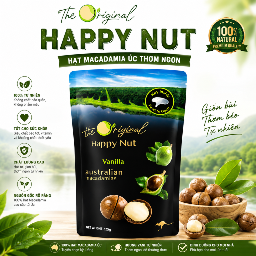 Hạt Macca Úc Vị Vanilla The Original - 225g