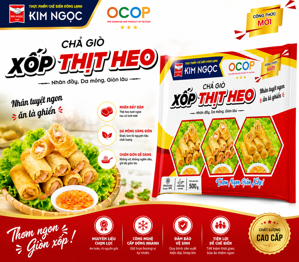 Chả Giò Xốp Kim Ngọc Thịt Heo - 500g