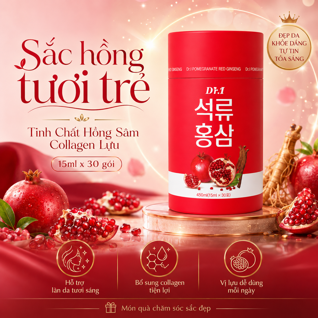 Tinh Chất Hồng Sâm Collagen Lựu - Hộp 30 gói x 15ml