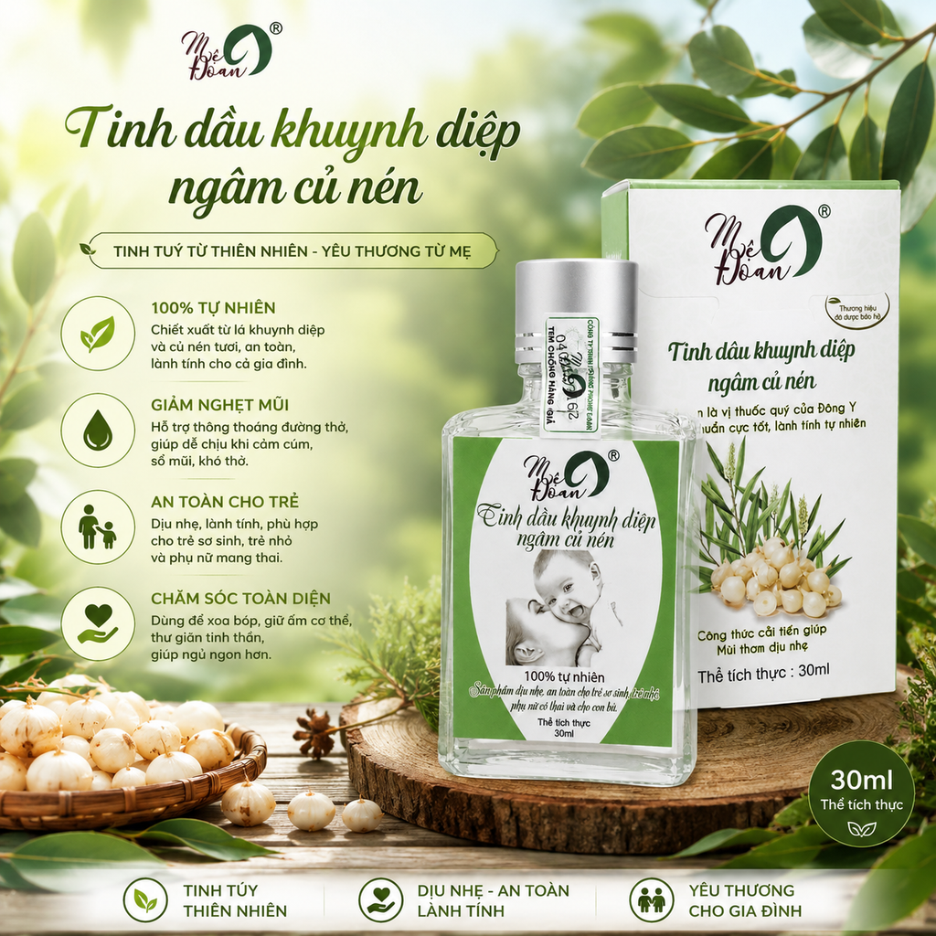 Tinh Dầu Khuynh Diệp Ngâm Củ Nén Mệ Đoan - 30ml