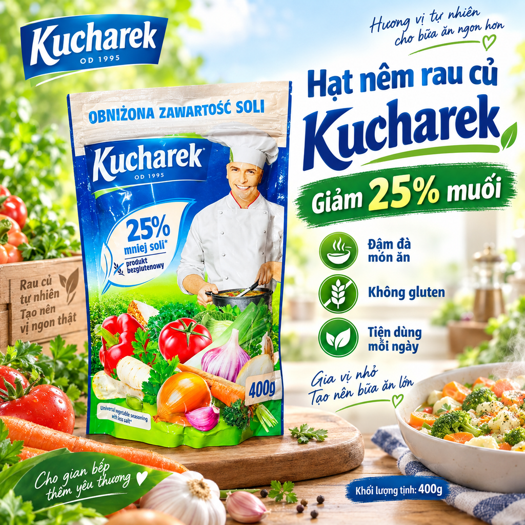 Hạt Nêm Rau Củ Kucharek Đức Giảm Mặn - Gói 400g