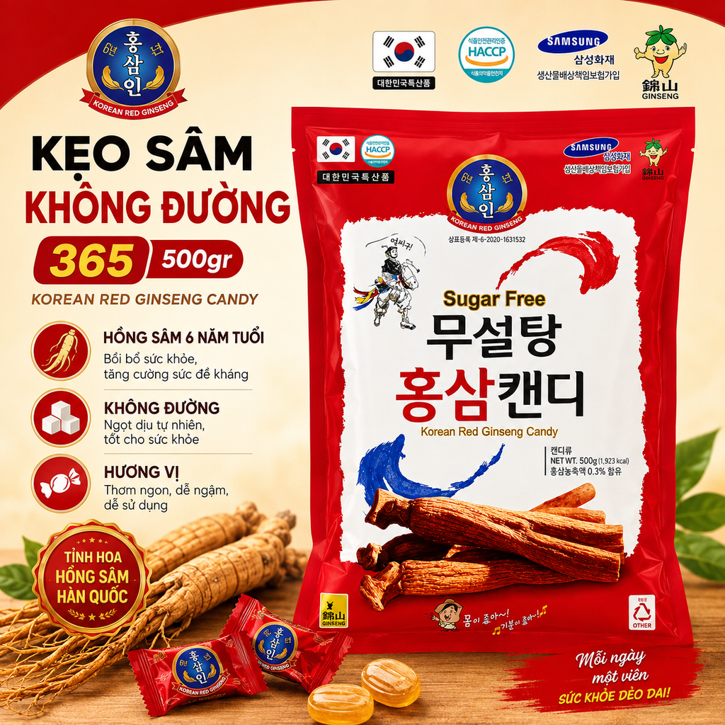 Kẹo Sâm Không Đường 365 - 500g