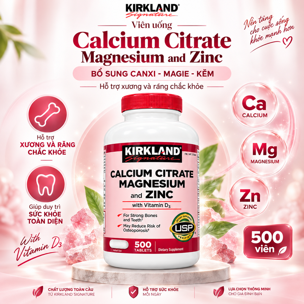 Viên Uống Calcium Citrate Magnesium and Zinc – Hộp 500 Viên