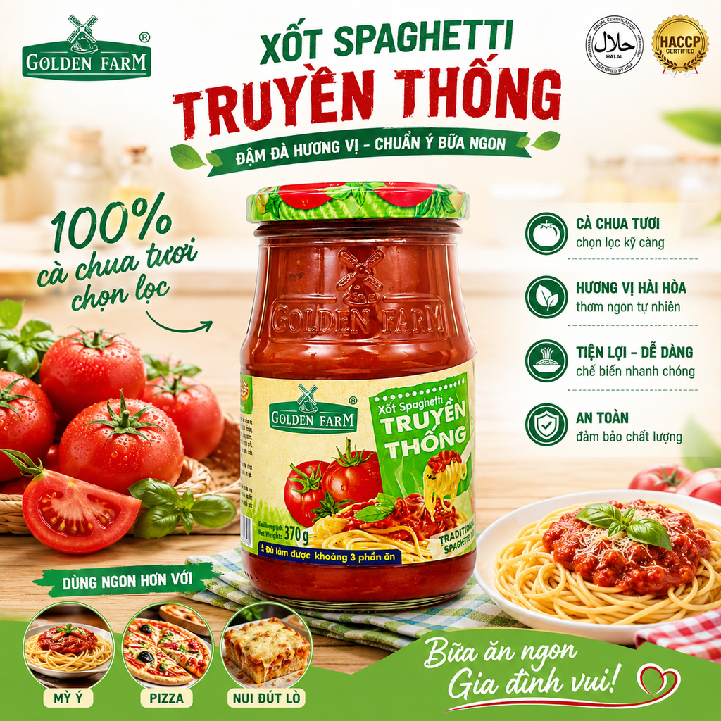 Sốt Mì Ý Golden Farm Spaghetti Sauce - Hộp 370g