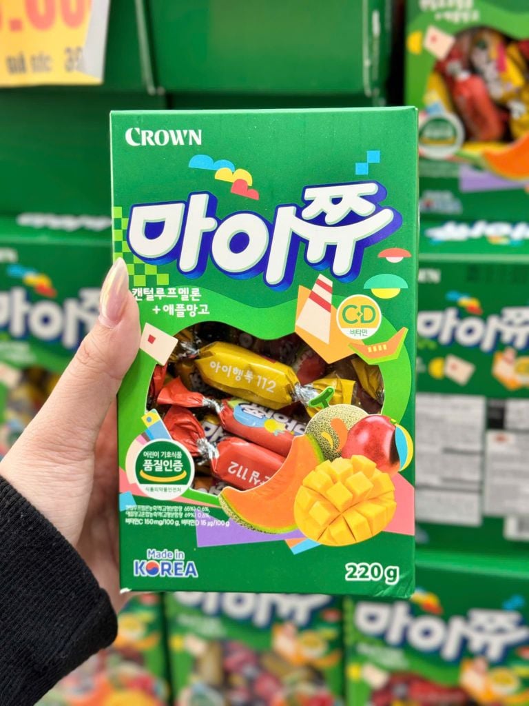 Kẹo Dẻo Crown Hàn Quốc Vị Dưa Lưới Táo Xoài - Hộp 220g