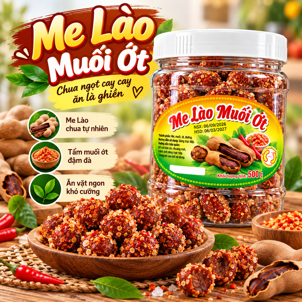Me Lào Muối Ớt Đóng Hộp - 500g