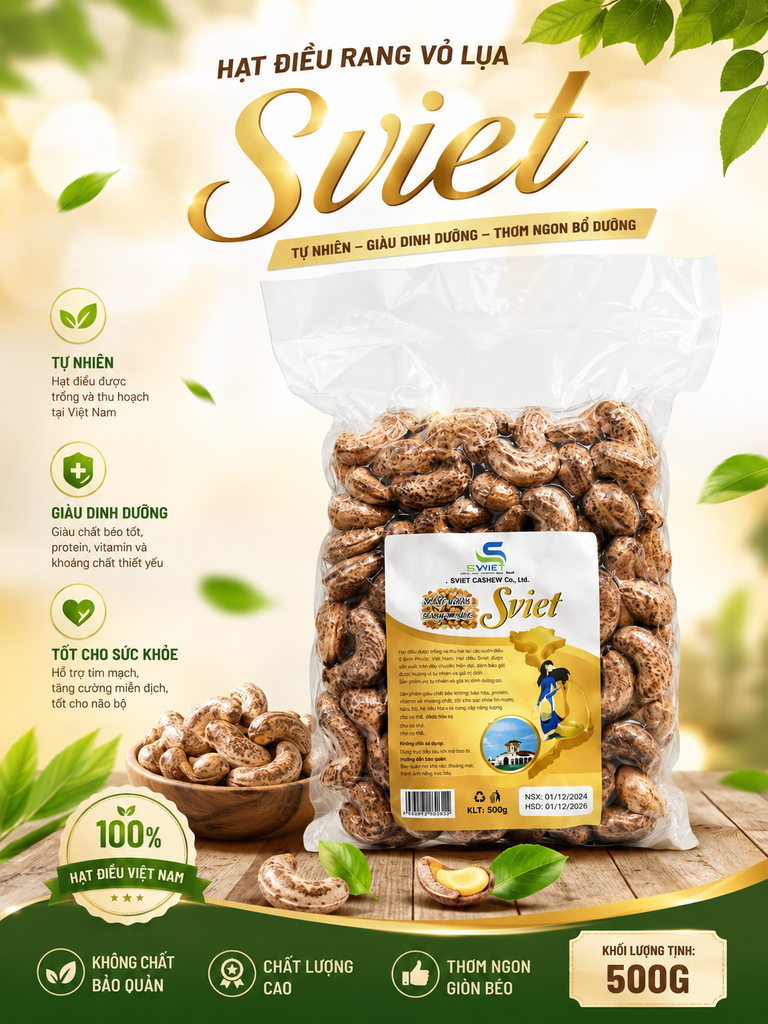 Hạt Điều Rang Muối Sviet - Túi 500g