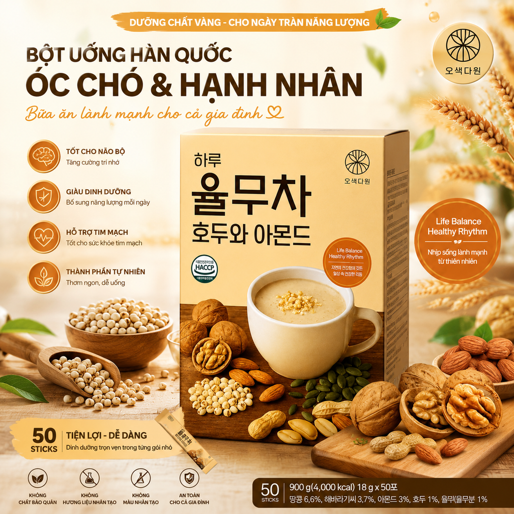 Ngũ Cốc Shinwoo Óc Chó & Hạnh Nhân 900g