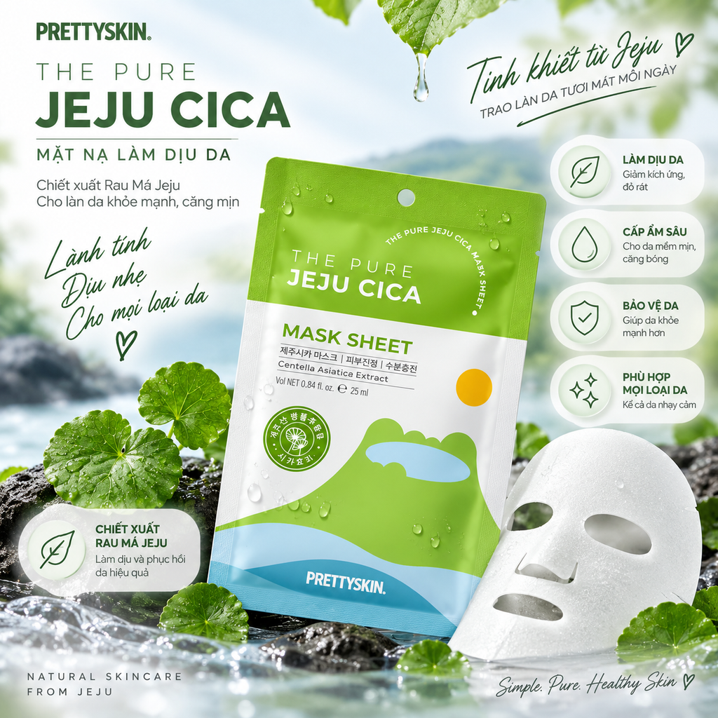 Mặt Nạ Jeju Cica Pretty Skin - 1 Miếng