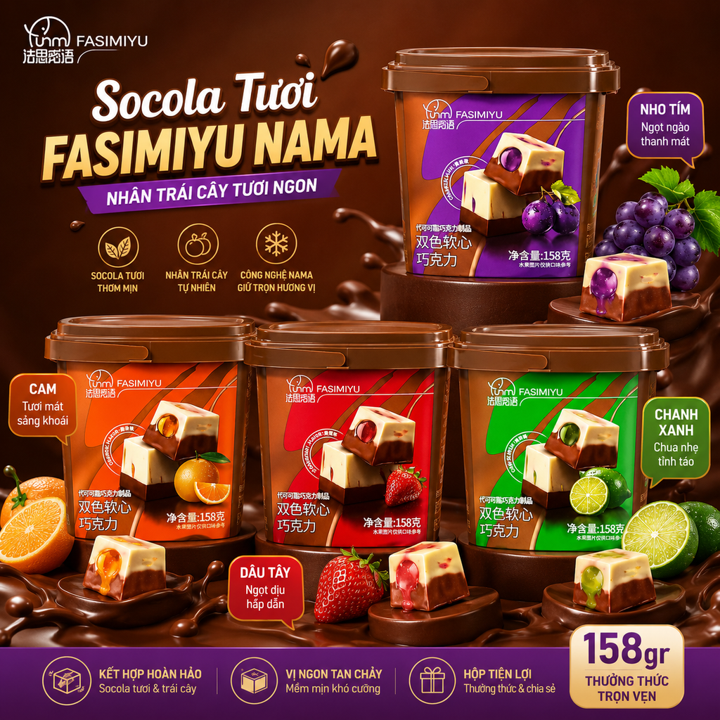 Socola Tươi Fasimiyu Nama Nhân Trái Cây - 158g