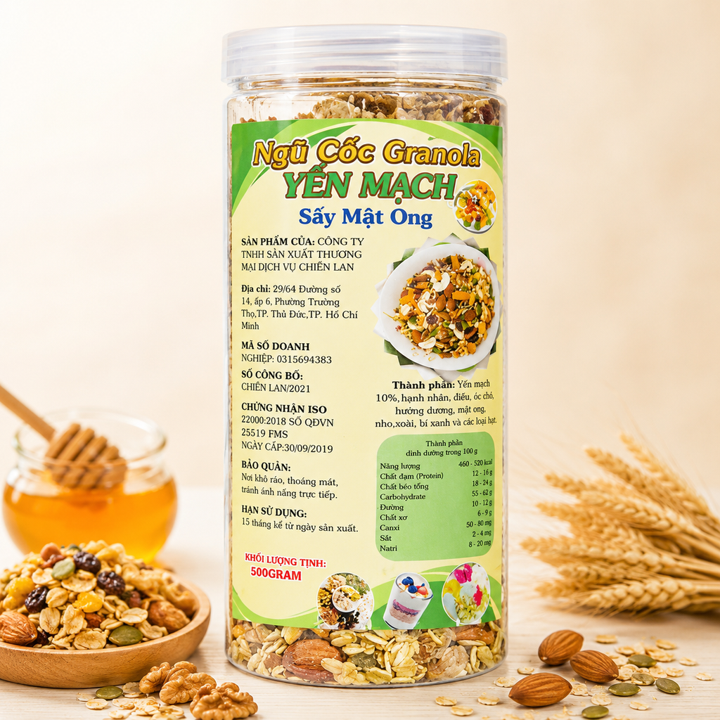 Ngũ Cốc Granola Yến Mạch Sấy Mật Ong - 500g