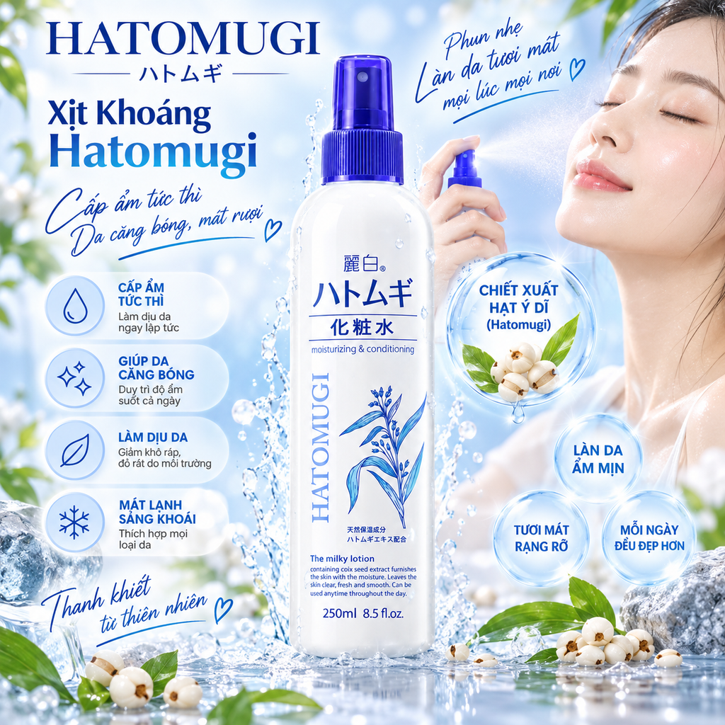 Xịt Khoáng Hạt Ý Dĩ Hatomugi - 250ml