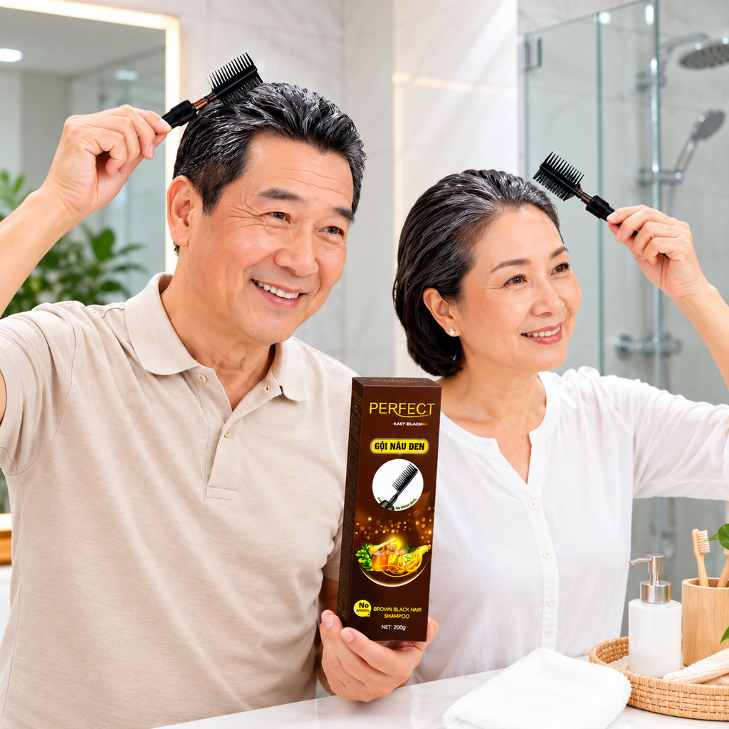 Gội Phủ Bạc Có Lược Perfect Easy Black - 200g