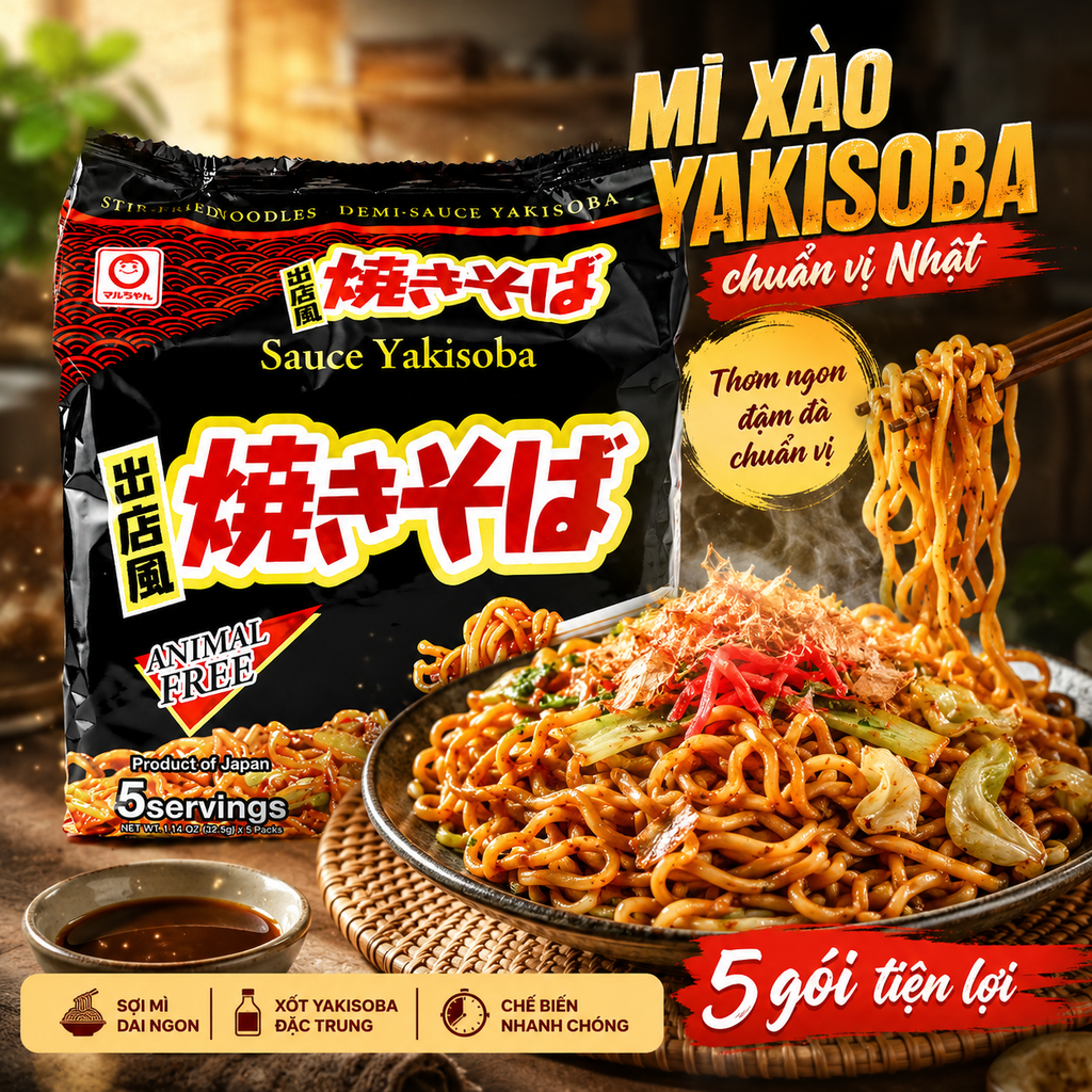 Mì Khô Yakisoba Chay Higashimaru - Lốc 5 gói