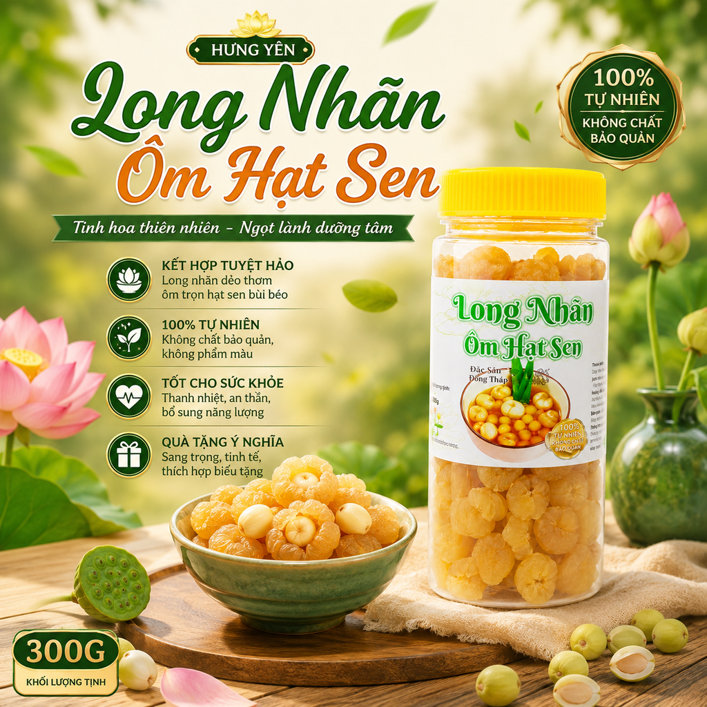 Long Nhãn Ôm Hạt Sen Hưng Yên - 300g