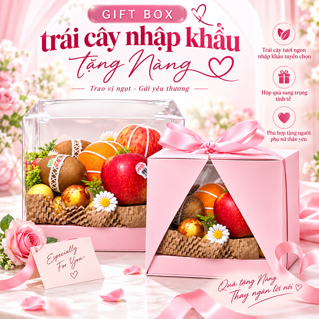 Gift Box Trái Cây Nhập Khẩu Cao Cấp Tặng Nàng 20/10