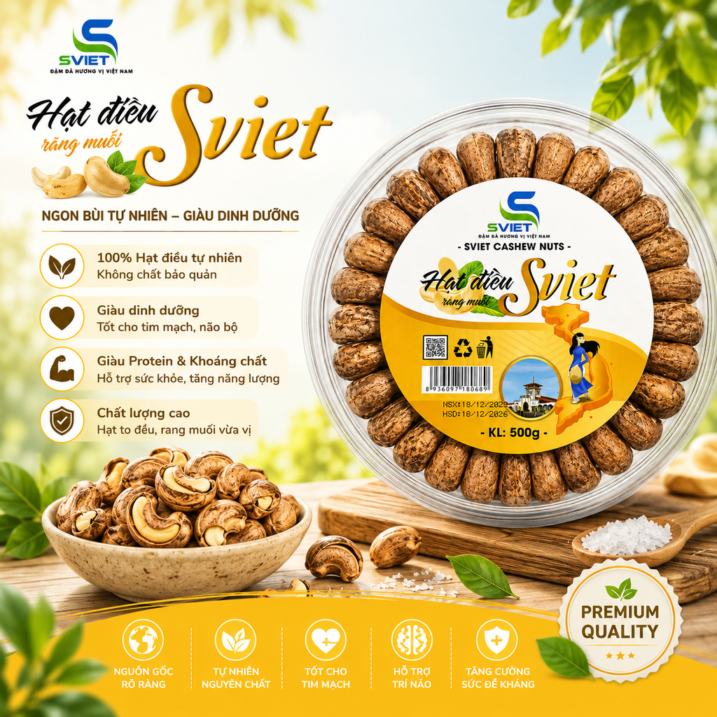 Hạt Điều Rang Muối Sviet - Hộp 500g