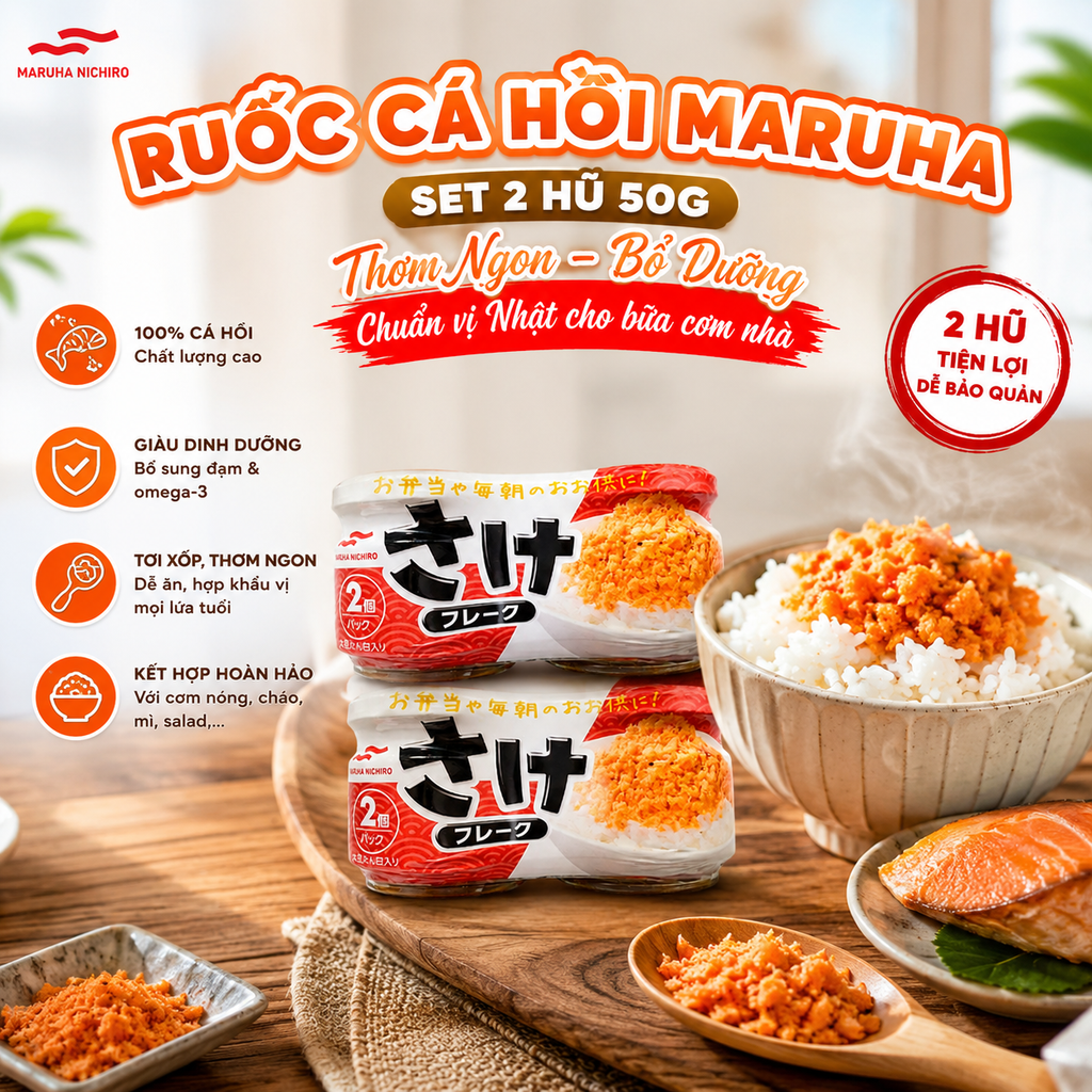 Ruốc Cá Hồi Maruha-  Set 2 Hũ x 50g