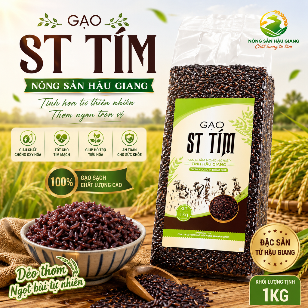 Gạo ST Tím Nông Sản Hậu Giang - 1kg