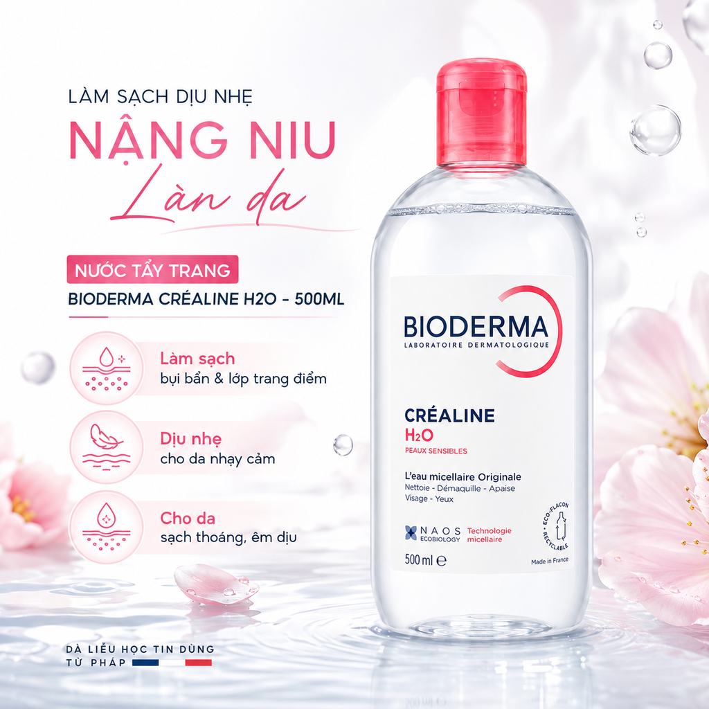 Nước Tẩy Trang Bioderma Créaline H2O - 500ml