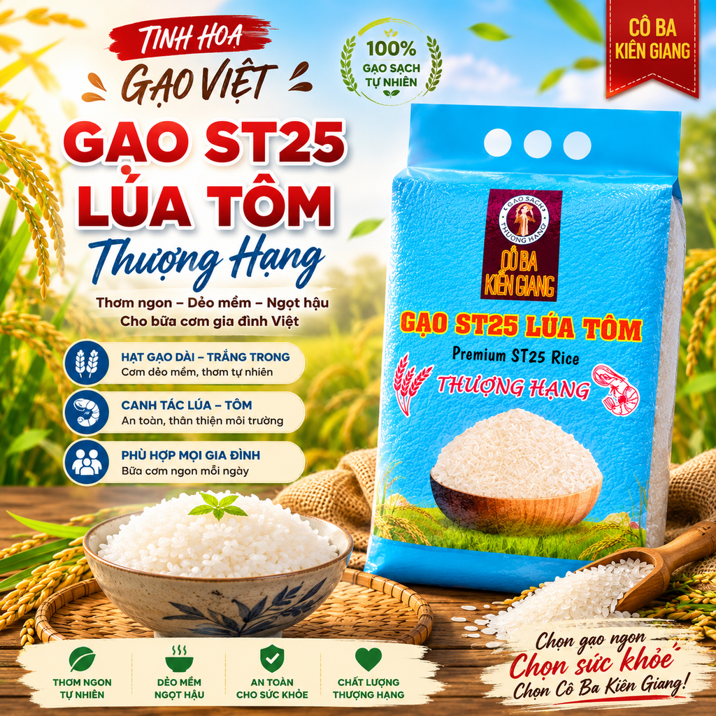 Gạo ST25 Lúa Tôm Thượng Hạng Hút Chân Không - 5kg