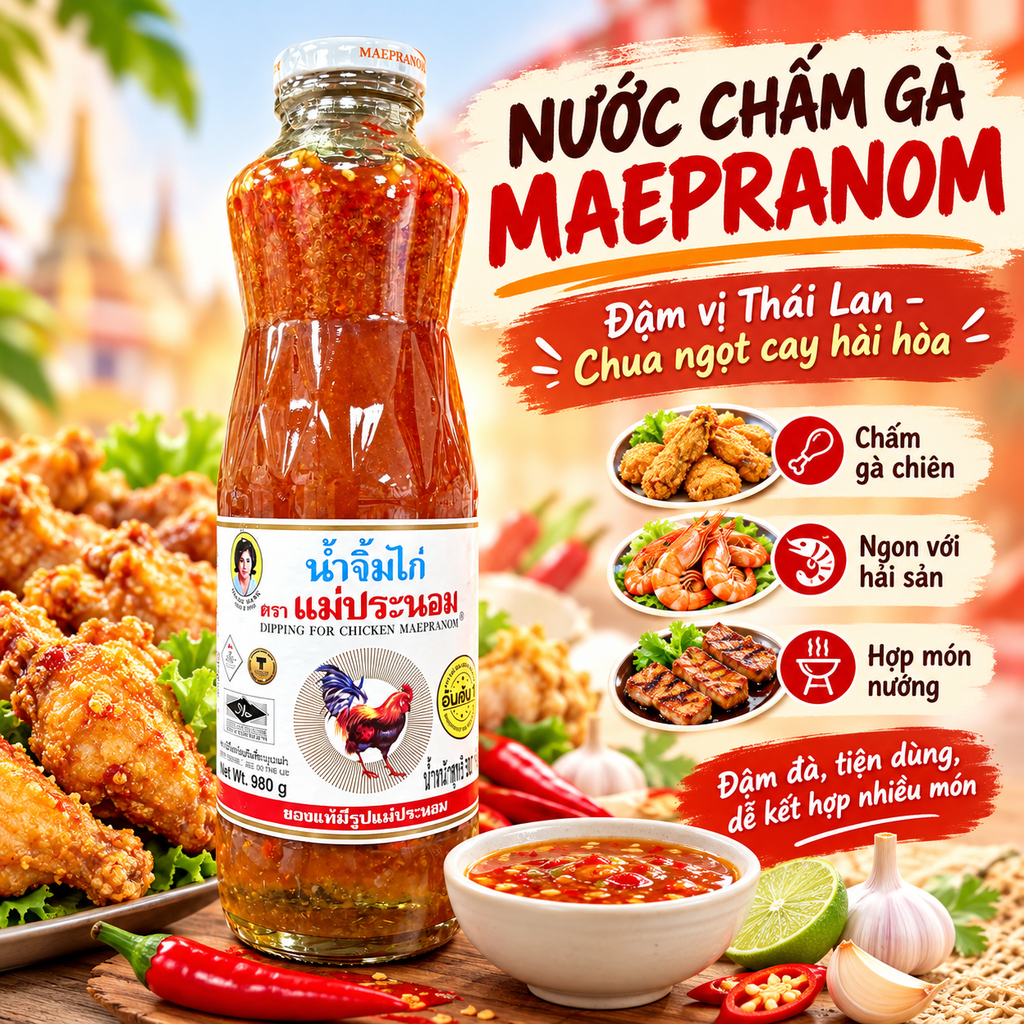 Sốt Gà Chua Ngọt Thái Lan Maepranom - Chai 980g