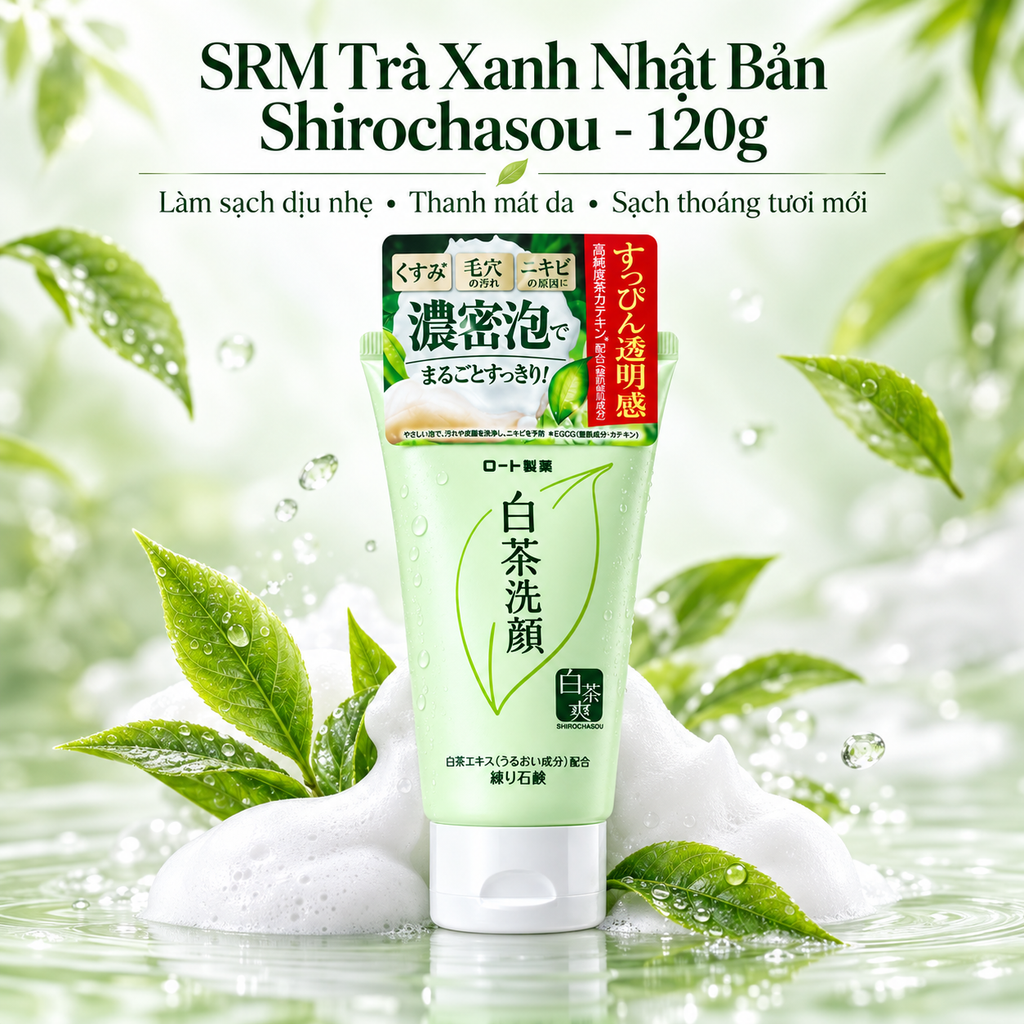 Sữa Rửa Mặt Trà Xanh Nhật Bản Shirochasou - 120g