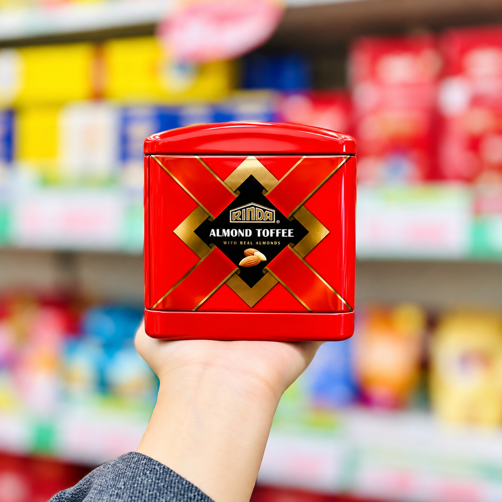 Kẹo Toffee Rinda Hạnh Nhân Hộp Thiếc - Hộp 80g