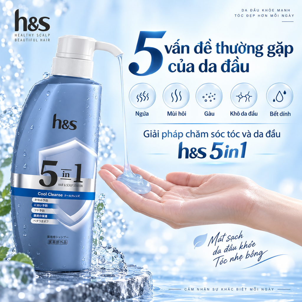 Cặp Gội & Xả H&S Cool Cleanse 5 in 1 - 340g