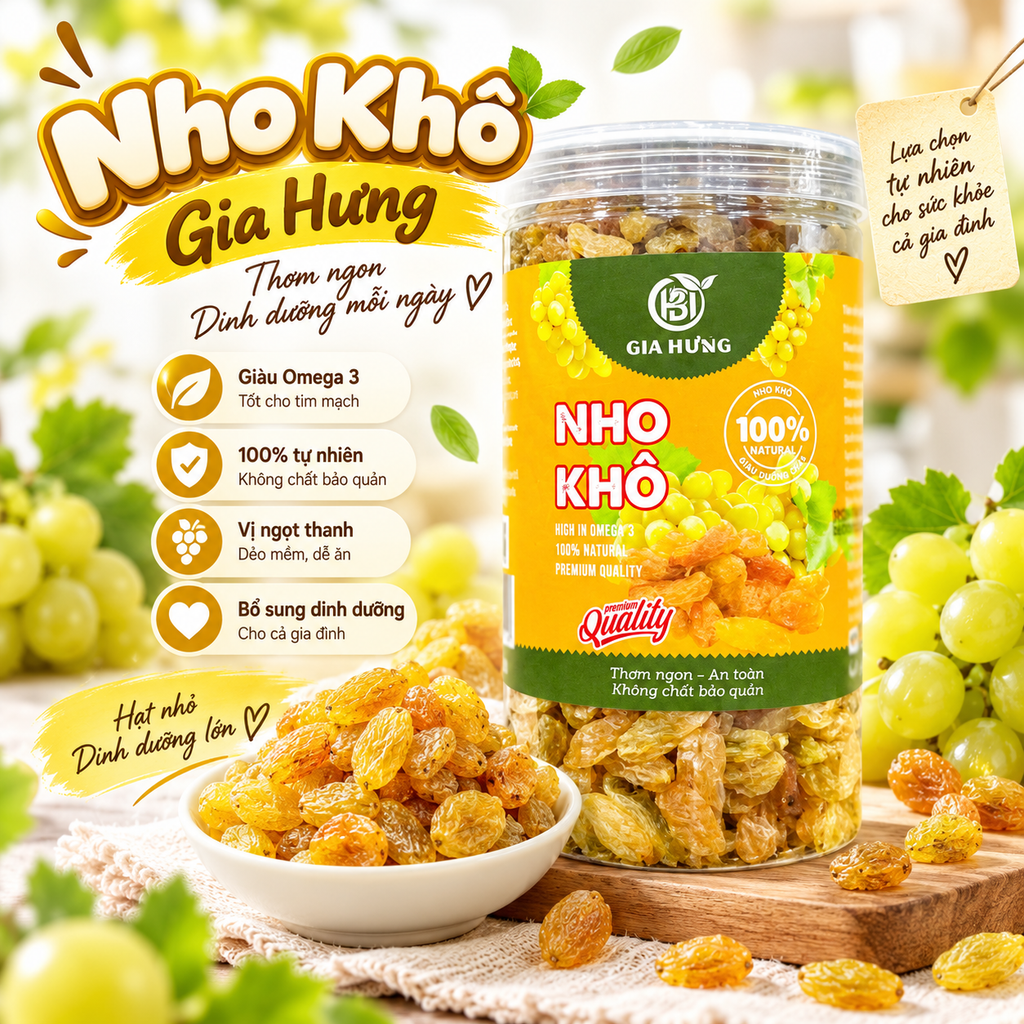Nho Khô Vàng Raisin Gia Hưng - 500g