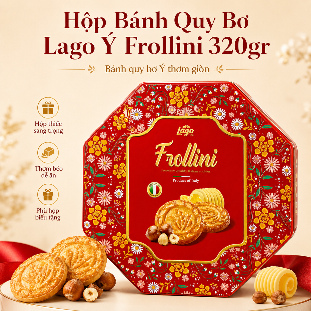 Hộp Bánh Quy Bơ Hạt Phỉ Lago Frollini - 320g