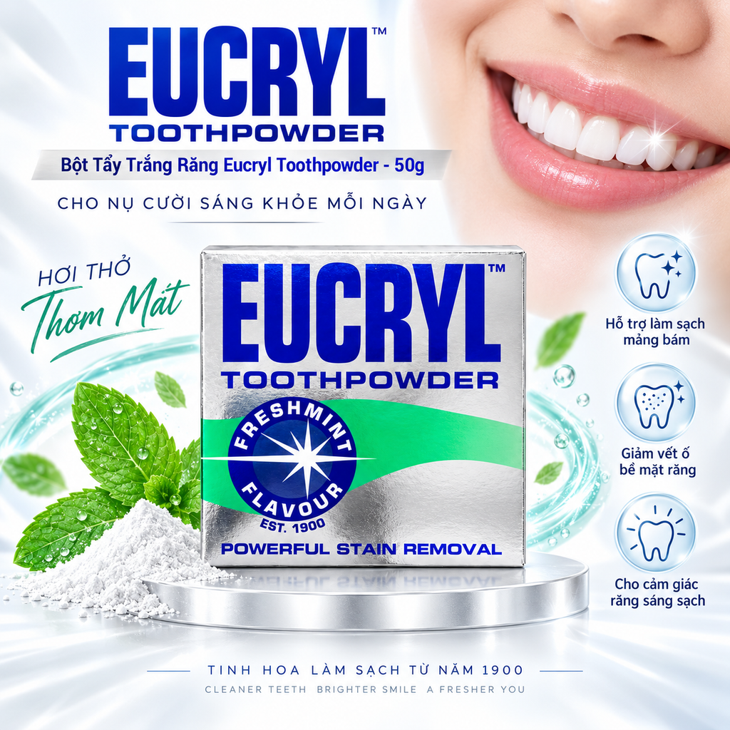 Bột Tẩy Trắng Răng Eucryl Toothpowder - 50g
