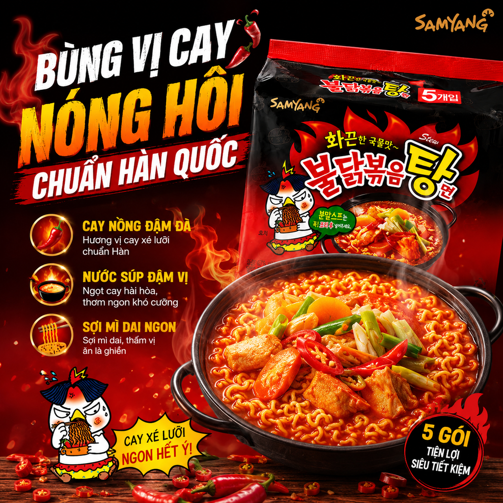 Mì Cay Nước Samyang Hàn Quốc - Lốc 5 Gói