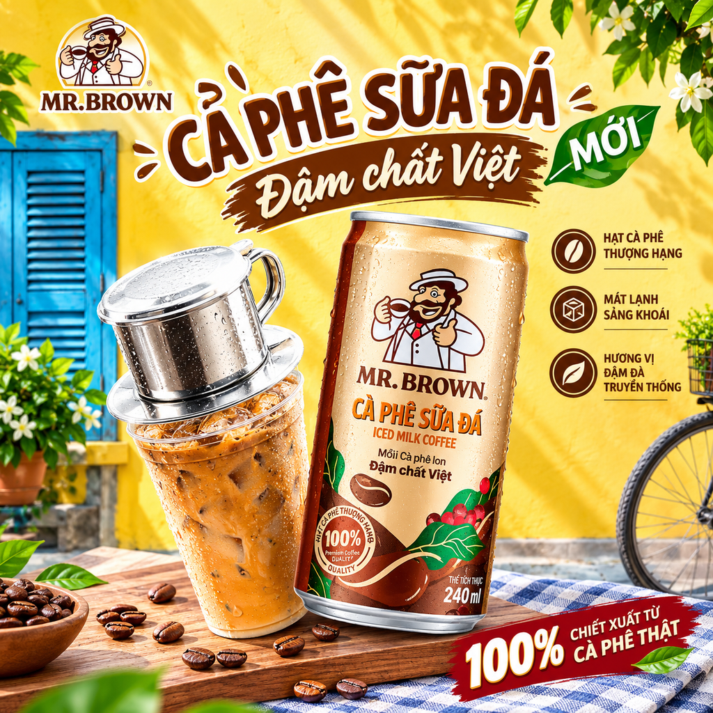 Combo 12 lon cà phê sữa đá Mr.Brown - 12 lon x 240ml