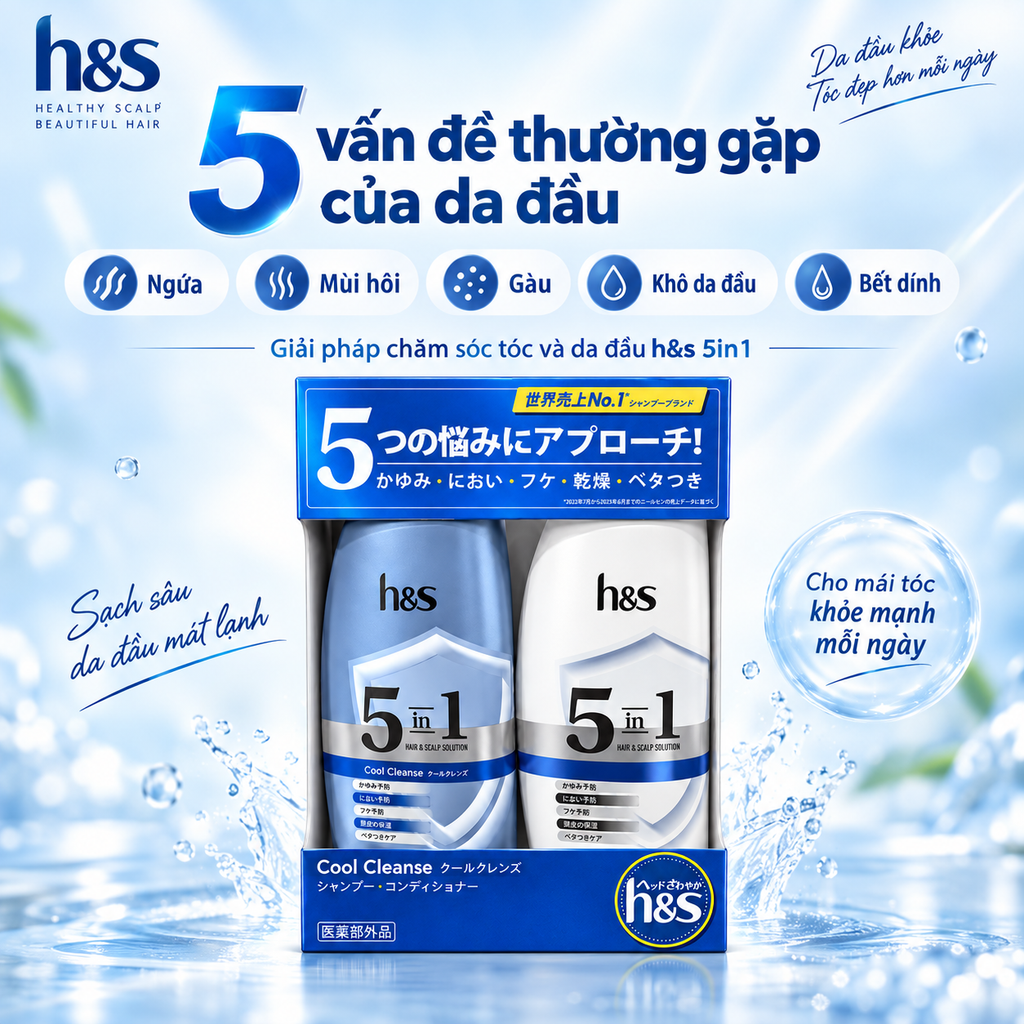 Cặp Gội & Xả H&S Cool Cleanse 5 in 1 - 340g