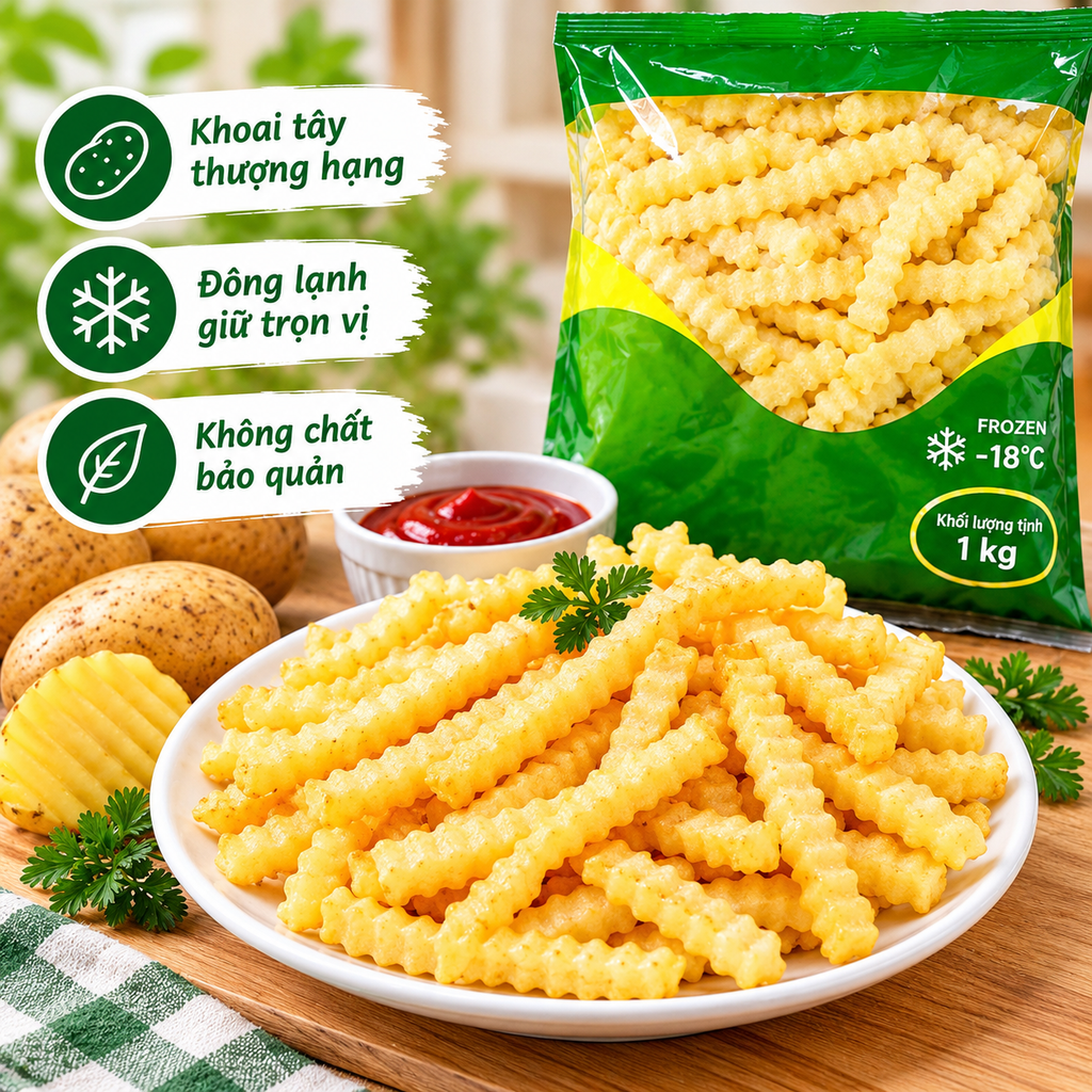 Khoai Tây Răng Cưa Đông Lạnh Hyfarm - 1kg