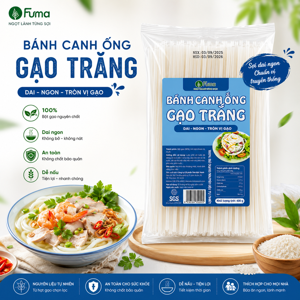 Bánh Canh Ống Gạo Trắng Fuma - 400g