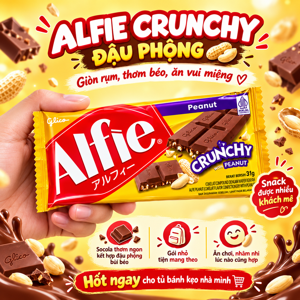Thanh Socola Glico Alfie Vị Đậu Phộng - 31g