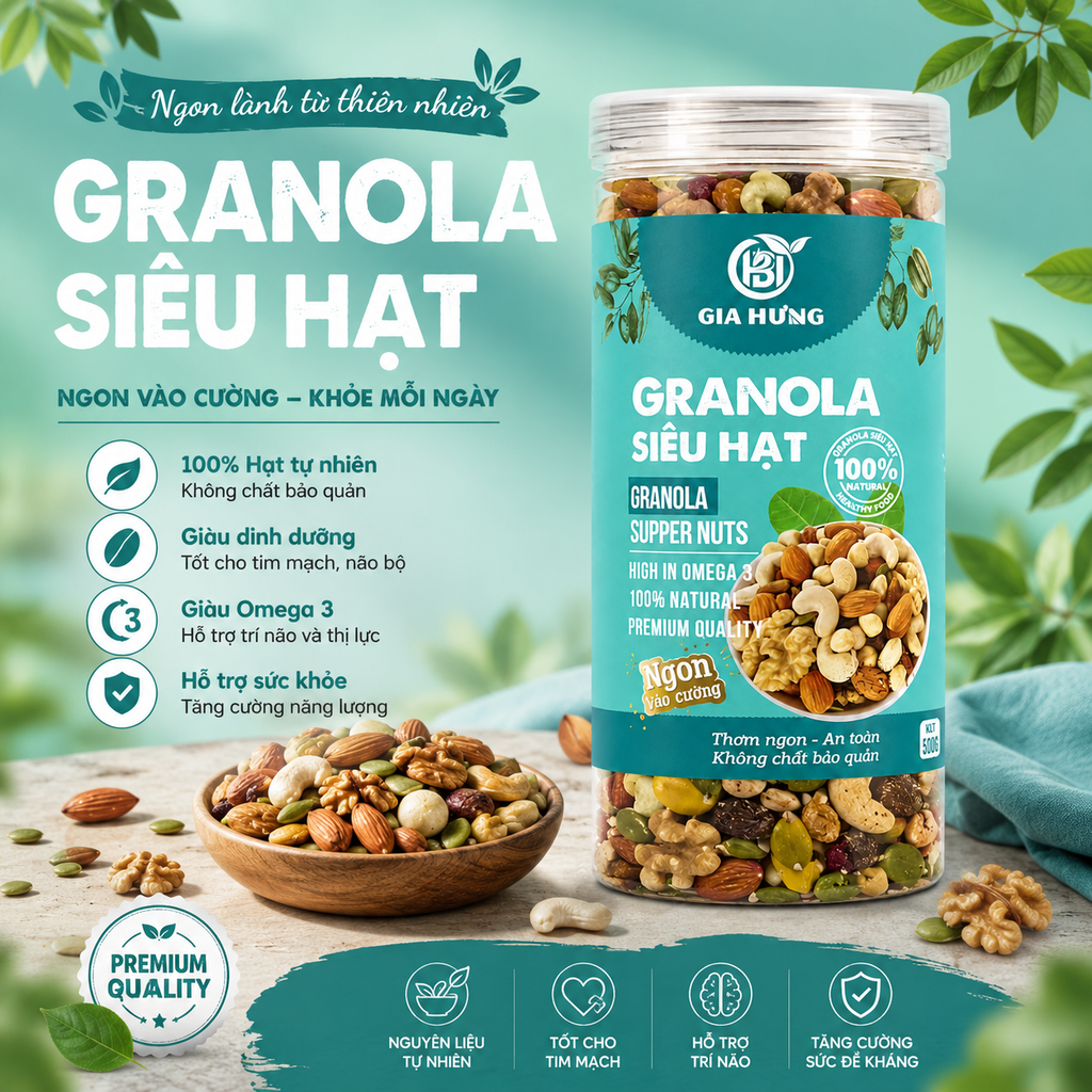Ngũ Cốc Granola Siêu Hạt Gia Hưng - 500g