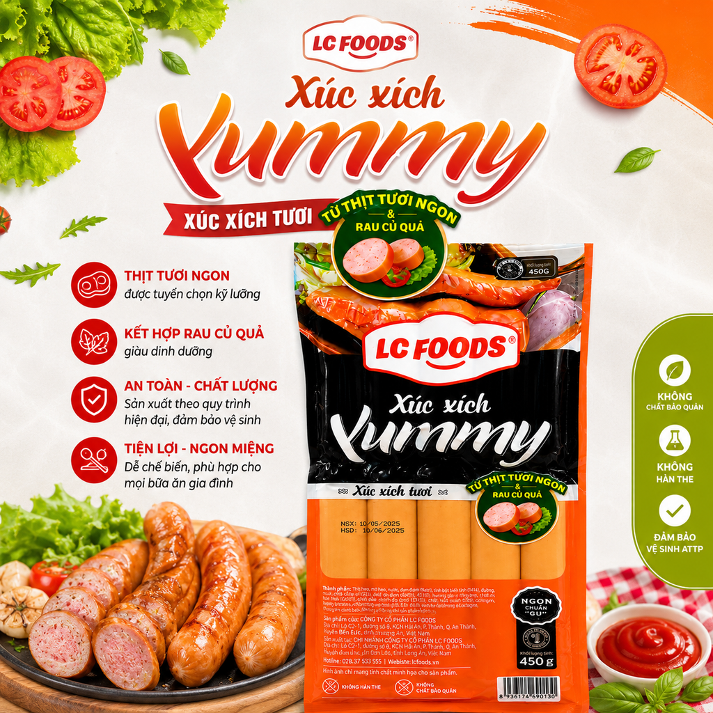 Xúc Xích Yummy LC Foods - Gói 500g