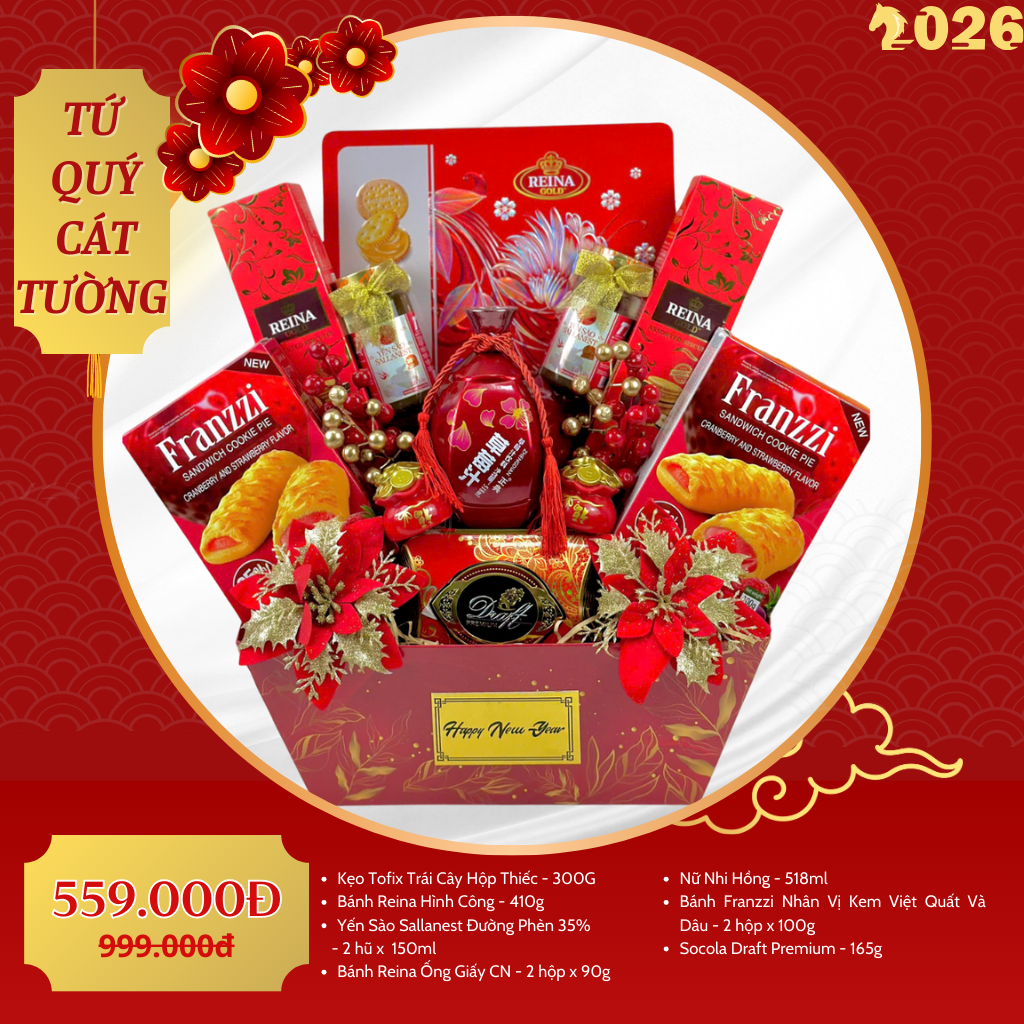Giỏ Quà Tết Cao Cấp 2026 - Tứ Quý Cát Tường