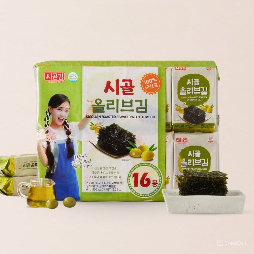 Rong Biển Ăn Liền Sigol Vị Dầu Oliu Hàn Quốc - Lốc 16 Gói