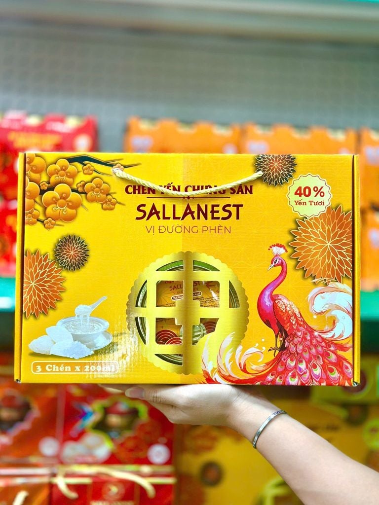 Chén Yến Chưng Sallanest 40% Yến Tươi Vị Đông Trùng – 3 Chén x 200ml