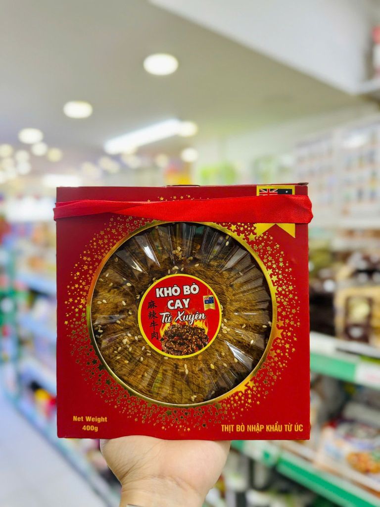 Khô Bò Úc Cay Tứ Xuyên Hộp Tia Chớp Cao Cấp – 400g